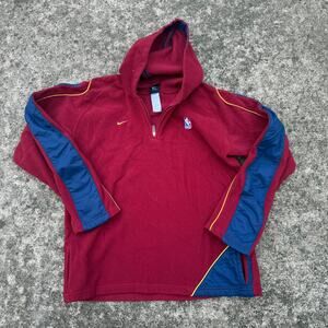 Nike‎ NBA Fleece Hoodie Quarter Zip Y2K Kids Large 16-18 Maroon Navy Blue Yellow